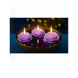 POOKIEMOON Pack Of 3 Purple Rose Candle-picture-17