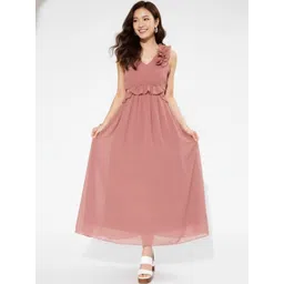 Pookiie Ruffled Georgette Fit & Flare Maxi Dress-picture-41
