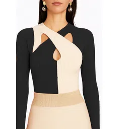 Pookiie Women Colourblocked High Neck Cut Out Party Top-picture-19