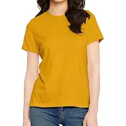 pooplu Women's Regular Fit Premium Plain 100% Cotton Round Neck Half Sleeves Multicolour Pootlu T Shirt. Casual, Stylish, Trending, Symbol Tshirts-picture-52
