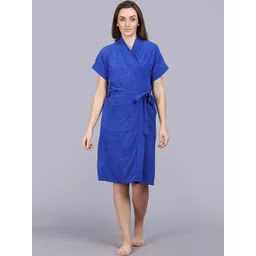 POORAK Blue Short Sleeves Bath Robe-picture-29