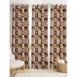 POORAK Brown & Yellow 3 Pieces Ethnic Motifs Printed Sheer Door Curtain-picture-37