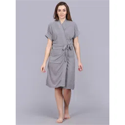 POORAK Grey Short Sleeves Bath Robe-picture-22
