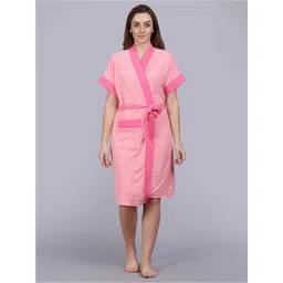 POORAK Pink Short Sleeves Bath Robe-picture-11