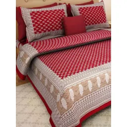 POORAK Red & Brown Ethnic Motifs 104 TC King Bedsheet Set 0.9 mx 1 m-picture-40