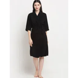 POORAK Shawl Collar Bath Robe With Belt-picture-40