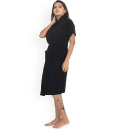 POORAK Women Black Solid  Bath Robe image 1
