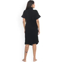 POORAK Women Black Solid  Bath Robe image 4