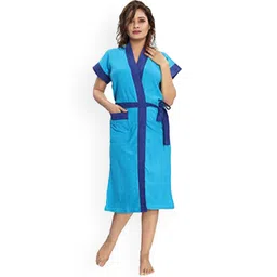 POORAK Women Blue Solid Bath Robe-picture-18