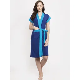 POORAK Women Blue Solid Bath Robe-picture-14