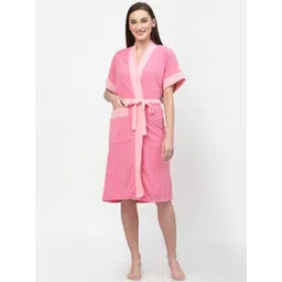 POORAK Women Colourblocked Shawl Collar Bath Robe With A Fabric Belt-picture-32