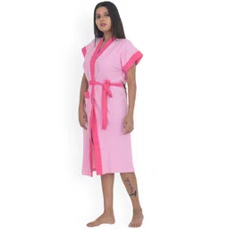 POORAK Women Pink Solid Soft Terry Cotton Bath Robe-picture-16