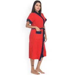 POORAK Women Red & Black Solid Bath Robe-picture-12