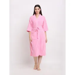 POORAK Women Shawl Collar Bath Robe With Belt-picture-31