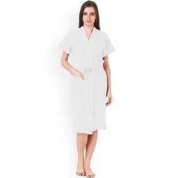 POORAK Women White Solid Bath Robe-picture-33