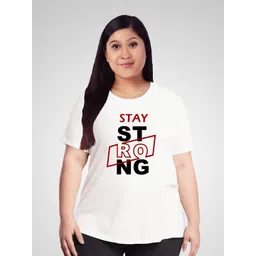 Pootlu Women Plus Size White & Black Typography Printed Pure Cotton T-shirt-picture-12