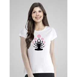 Pootlu Women White Printed Cotton T-shirt-picture-18