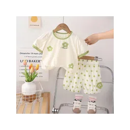 POP STREET KIDS Girls Floral Printed Round Neck Top With Shorts-picture-58