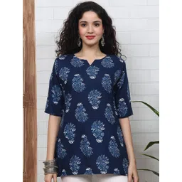 popmantra Botanical Printed V-Neck Kurti-picture-37