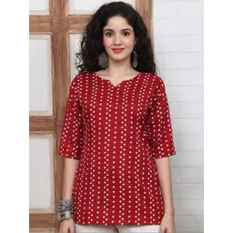 popmantra Geometric Printed V-Neck Kurti-picture-35