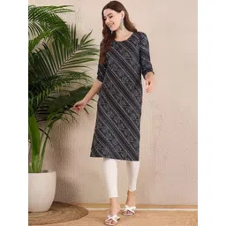 popmantra Women Ethnic Motifs Printed Crepe Kurta-picture-11