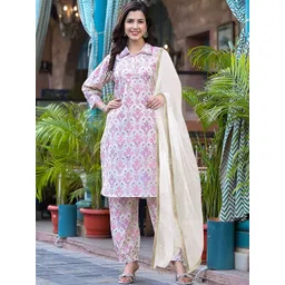 popmantra Women Ethnic Motifs Printed Regular Kurta with Patiala & With Dupatta-picture-39