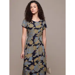 Popnetic Floral Print A-Line Midi Dress-picture-17