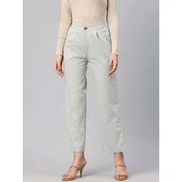 Popnetic High-Rise Pleated Pure Cotton Parallel Trousers-picture-41