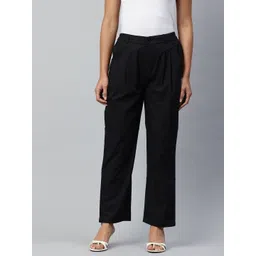 Popnetic Loose Fit High-Rise Pleated Pure Cotton Trousers-picture-12