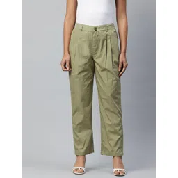 Popnetic Loose Fit High-Rise Pleated Pure Cotton Trousers-picture-14