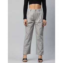 Popnetic Loose Fit High-Rise Pleated Pure Cotton Trousers-picture-35