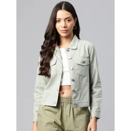 Popnetic Women Solid Pure Cotton Denim Jacket-picture-23