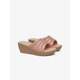 POPPYPINK Women Textured PU Regular Wedge Heel Sandals-image-1