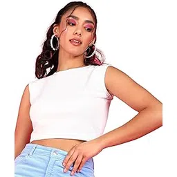 popwings Casual Self-Design Round-Neck Sleeveless Crop Top for Women || Summer Wear Crop Tops for Women || Latest Stylish Western Regular Wear Women Crop Tops-picture-19