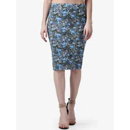 Popwings Floral Printed Pencil Knee Length Skirt-picture-32
