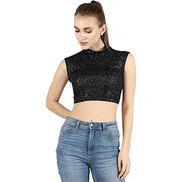 popwings Solid Casual Sleeveless Regular-Fit Crop Tops for Women with Front Chain| Crop Tops for Women Stylish Western Summer Wear-picture-35