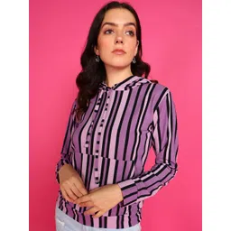 Popwings Striped Hooded Pullover Sweatshirt-picture-39