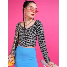 Popwings Women Geometric Printed Crop Top-picture-18