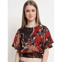 Popwings Women Geometric Printed Regular Crop Top-picture-26