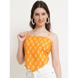 Popwings Women Print Ethnic Cotton Styled Back Crop Top-picture-16