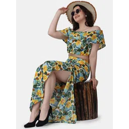 Popwings Women Printed Crop Top & Skirt Co-Ord Set image 4