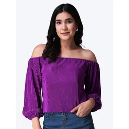 Popwings Women Self Design Off-Shoulder Crop Top-picture-32