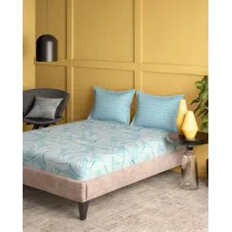 portico 144 TC Leaf Print King Size Bedsheet with Pillow Covers-picture-40