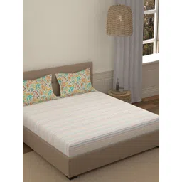 Portico Fusion 144 TC Cotton Off White Double Size Bedsheet With 2 Pillow Covers-picture-12