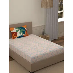 Portico Fusion 144 TC Cotton Orange Single Size Bedsheet With 1 Pillow Covers-picture-13
