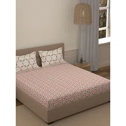 Portico Fusion 144 TC Cotton Pink Double Size Bedsheet With 2 Pillow Covers-picture-10