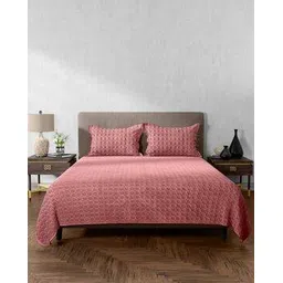 portico Geometric-Patten Stitch King Size Bedcover with Pillow Covers-picture-38