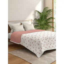 Portico Red Crimson Hue Floral AC Room Microfibre 300 GSM Cotton Double Bed Dohar-picture-24