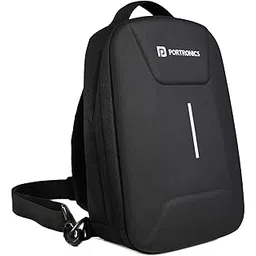 portronics Byte Mini, Unisex Crossbody Sling Bag with Water-Resistant Hard Shell, Fits Devices up to 13 Inches, Smart Organizer, Switchable Strap, Ergonomic Lightweight Design for Men and Women(Black)-picture-46