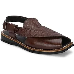 pos planet of shoes POS Men's Ethnic Synthetic Leather Peshawari Slip On Sandal | Shoes for Wedding|Party|Occasions|Fashion|Stylish|Outdoor|Lightweight|Shoes with TPR Sole-picture-15